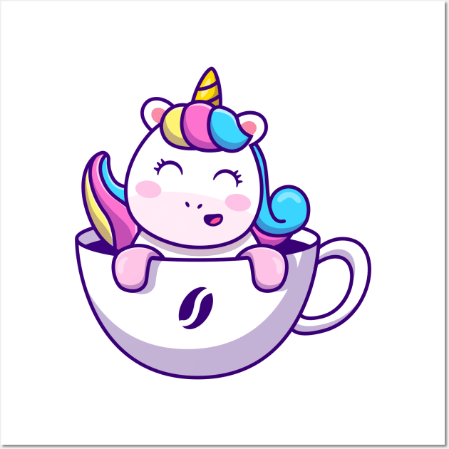 Cute Unicorn In Cup Coffee Wall Art by Catalyst Labs